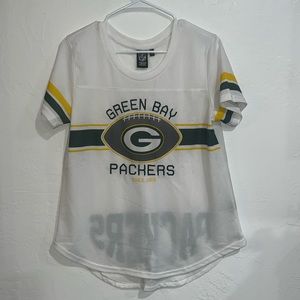 NFL WOMEN'S SOFT MESH LARGE JERSEY WHITE T-SHIRT - GREENBAY PACKERS Size L